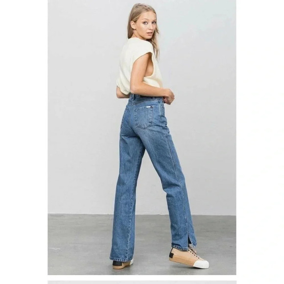 Insane gene 90s loose wide straight jeans with slits at bottom hem - Picture 3 of 12